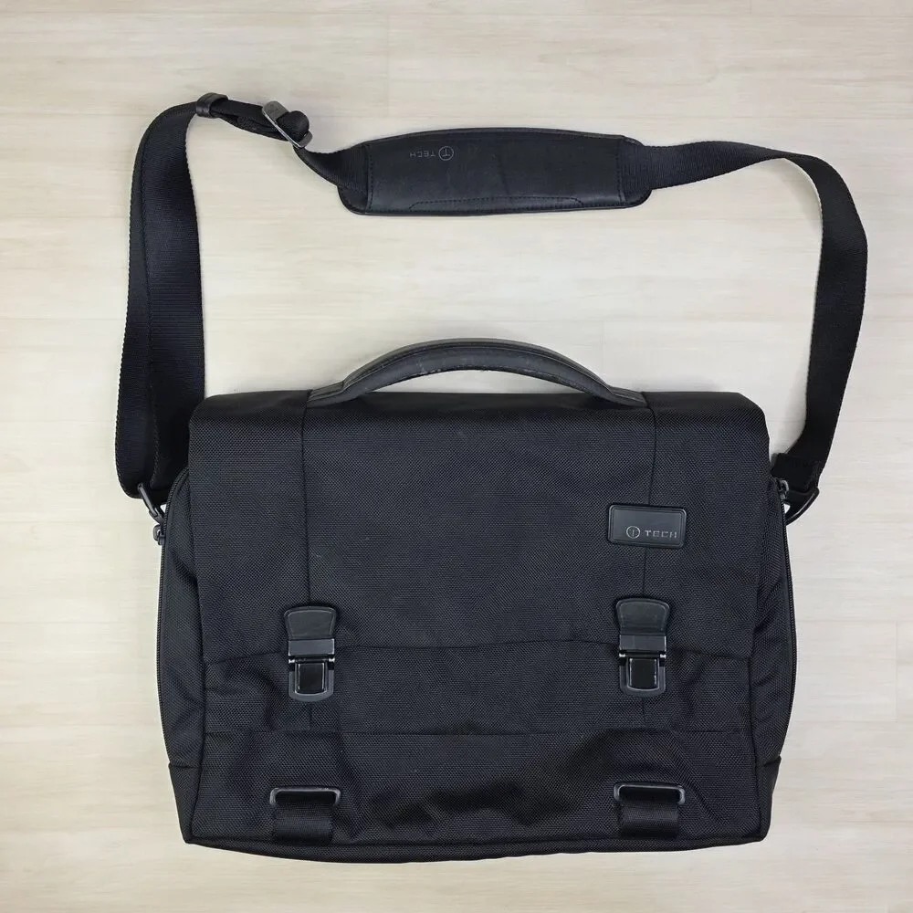 TUMI T-Tech Laptop Flap Brief Messenger Bag Briefcase Crossbody 058627D‎ Black